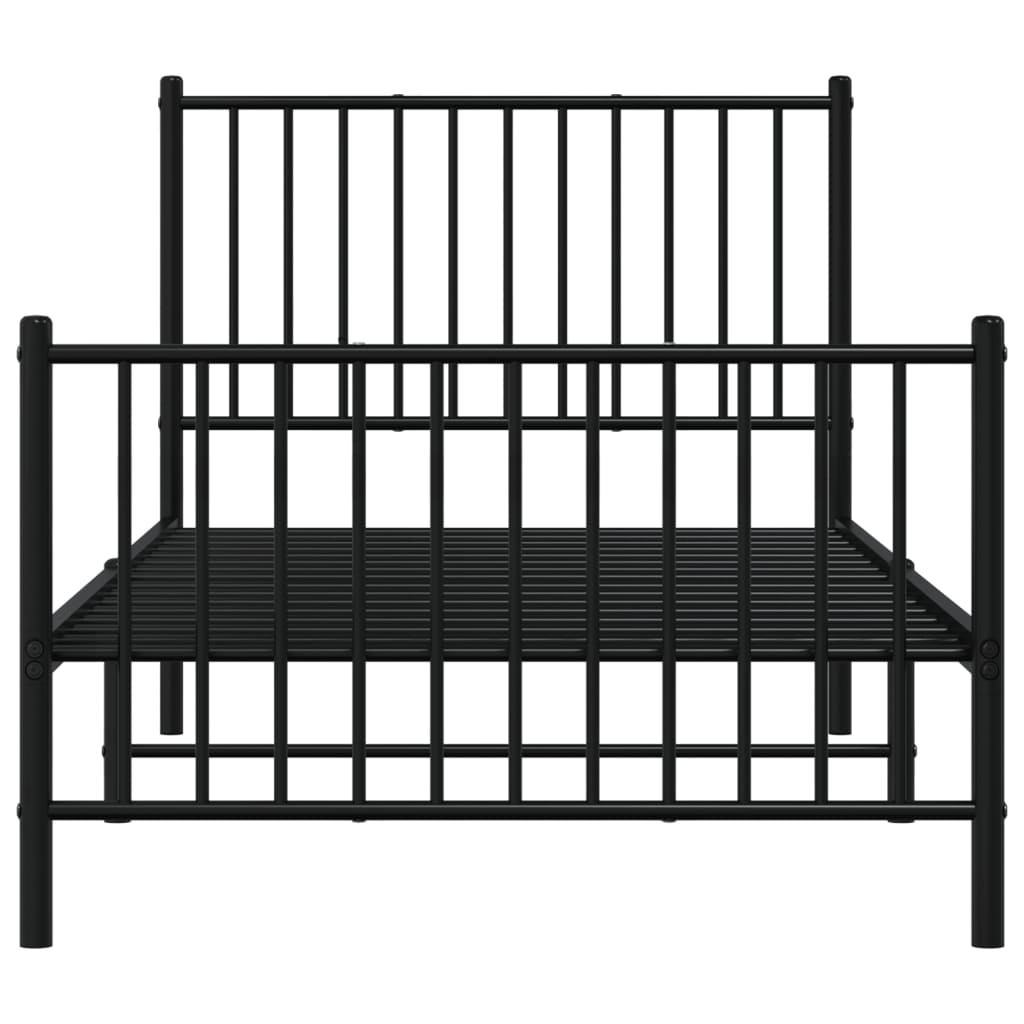 Bed frame with head and footboard metal black 90x190 cm