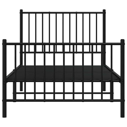 Bettgestell mit Kopf- und Fußteil Metall Schwarz 90x190 cm