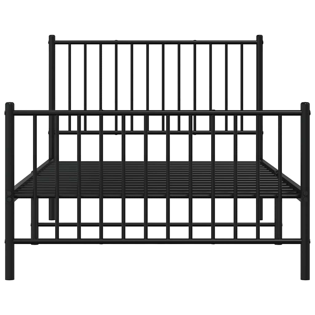 Bed frame with head and footboard metal black 100x190 cm