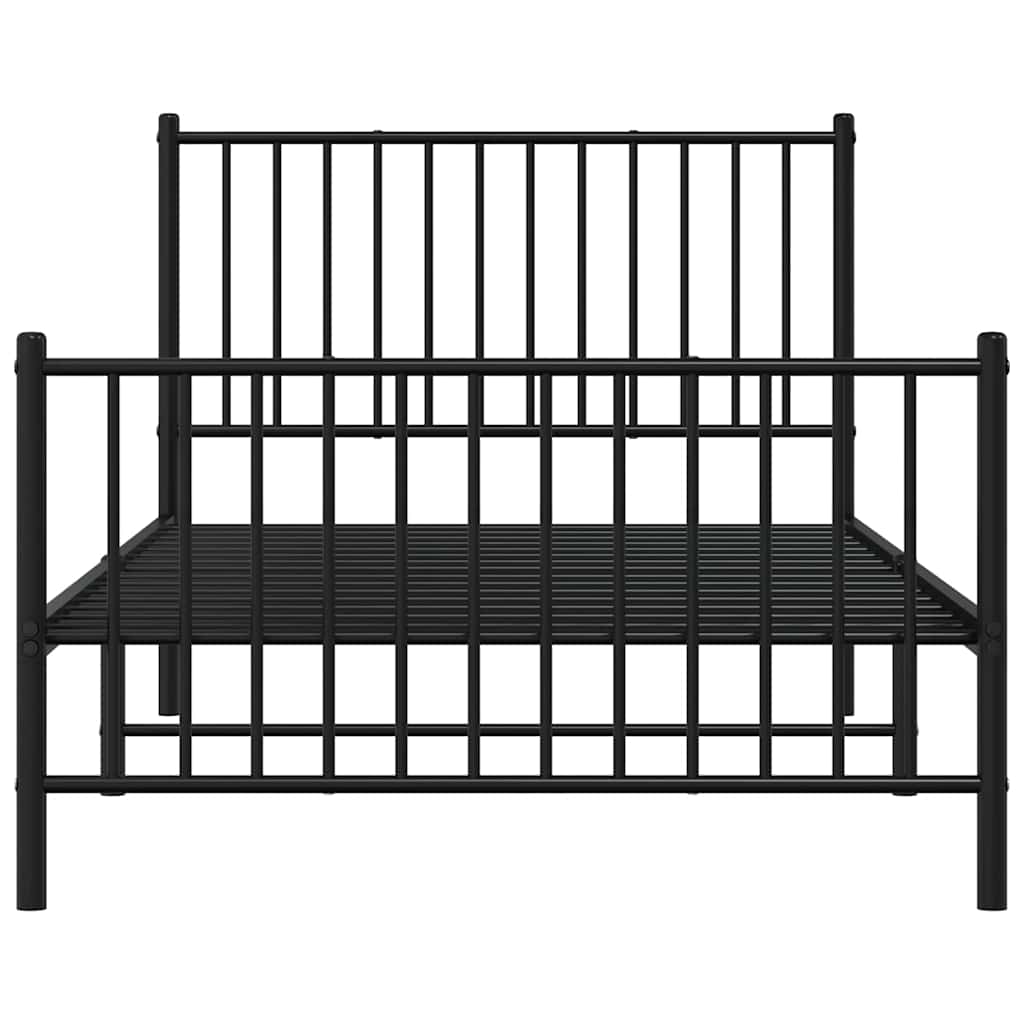 Bettgestell mit Kopf- und Fußteil Metall Schwarz 100x190 cm