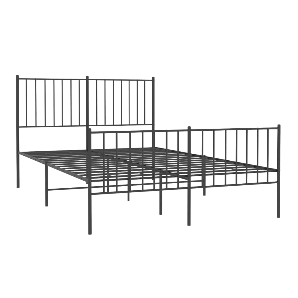 Bed frame with head and footboard metal black 120x190 cm