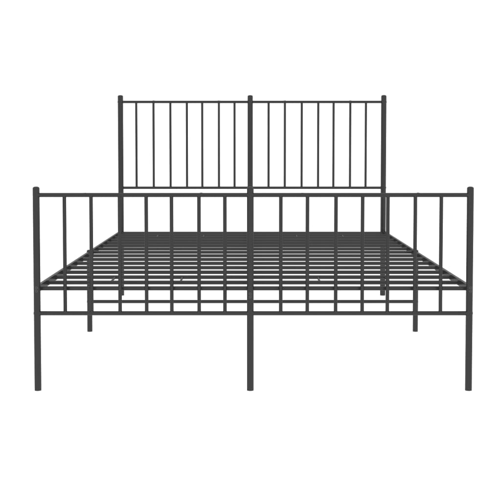 Bed frame with head and footboard metal black 120x190 cm
