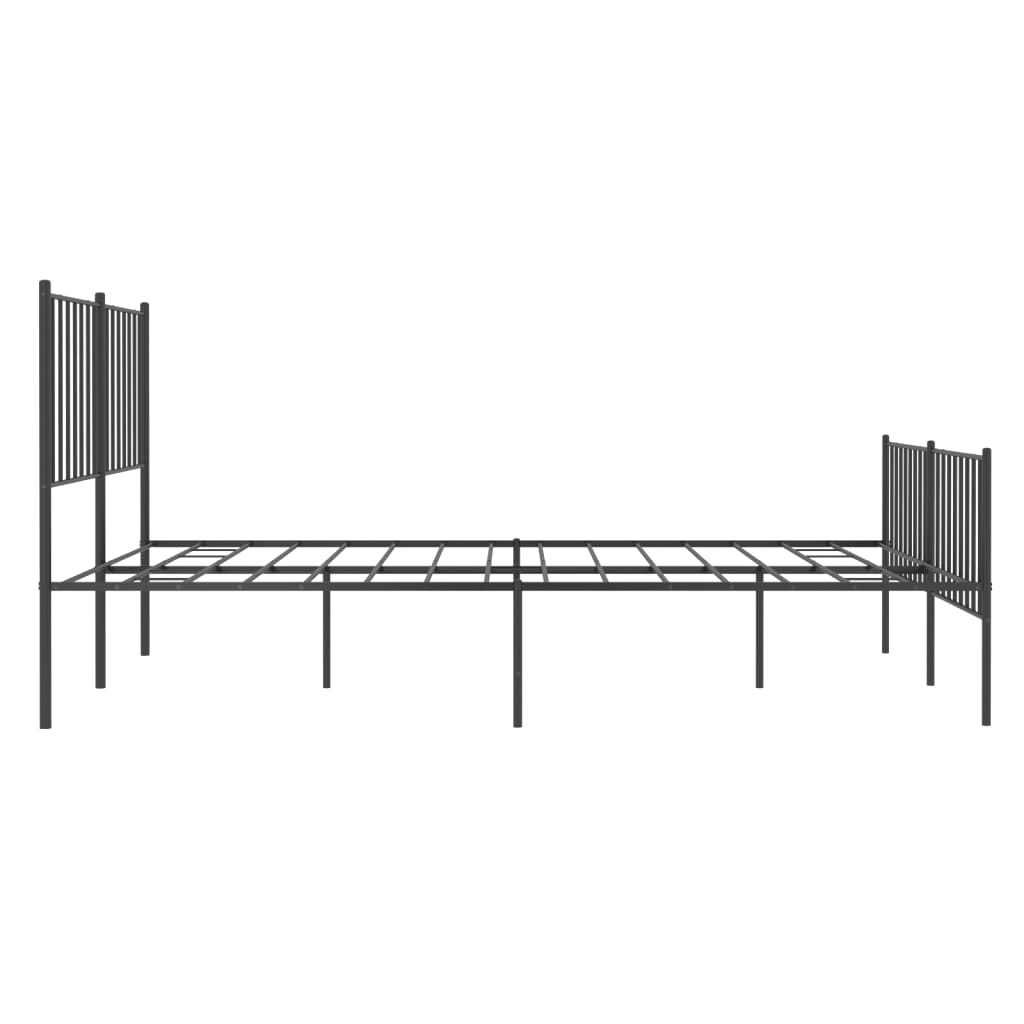 Bed frame with head and footboard metal black 120x190 cm