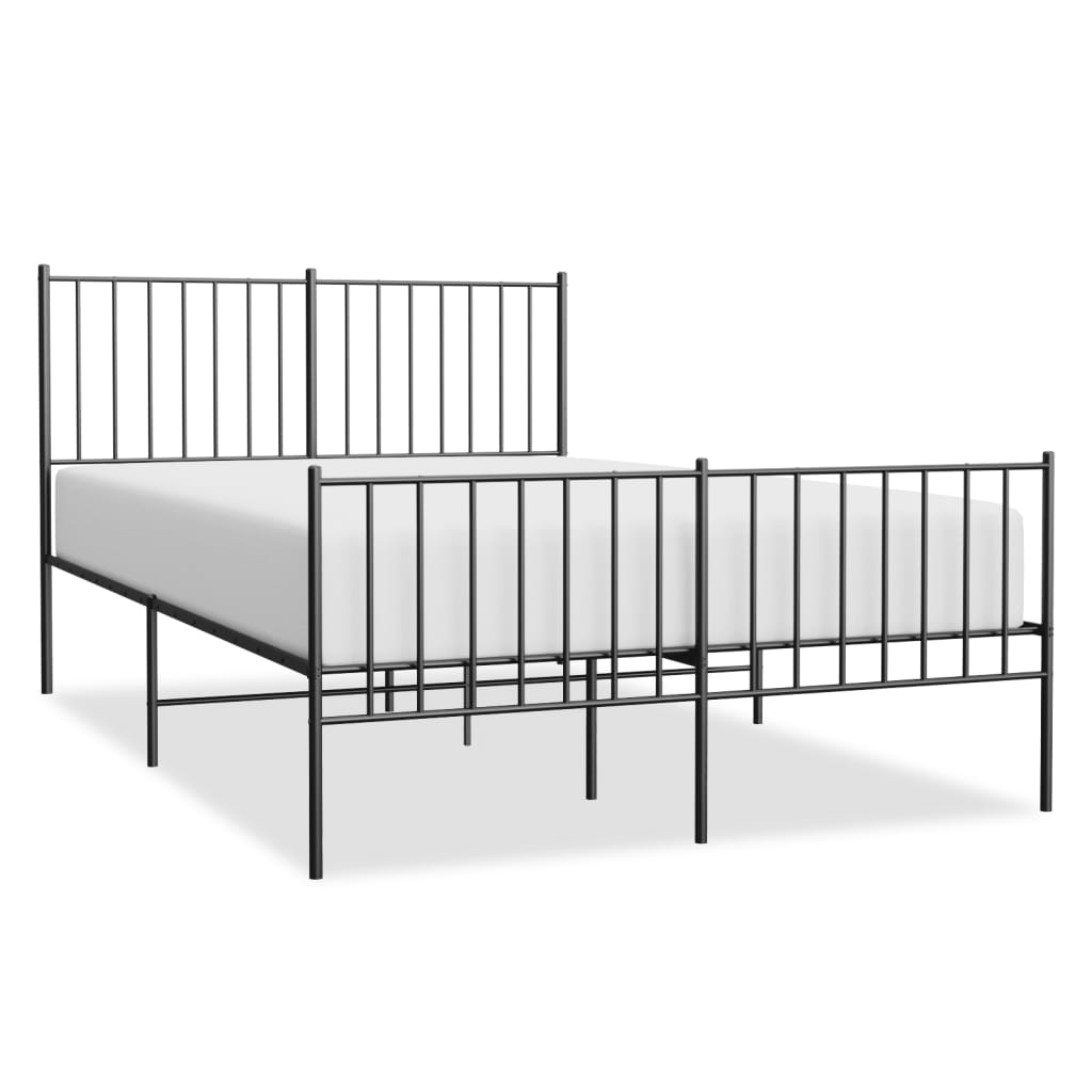 Bed frame with head and footboard metal black 120x200 cm