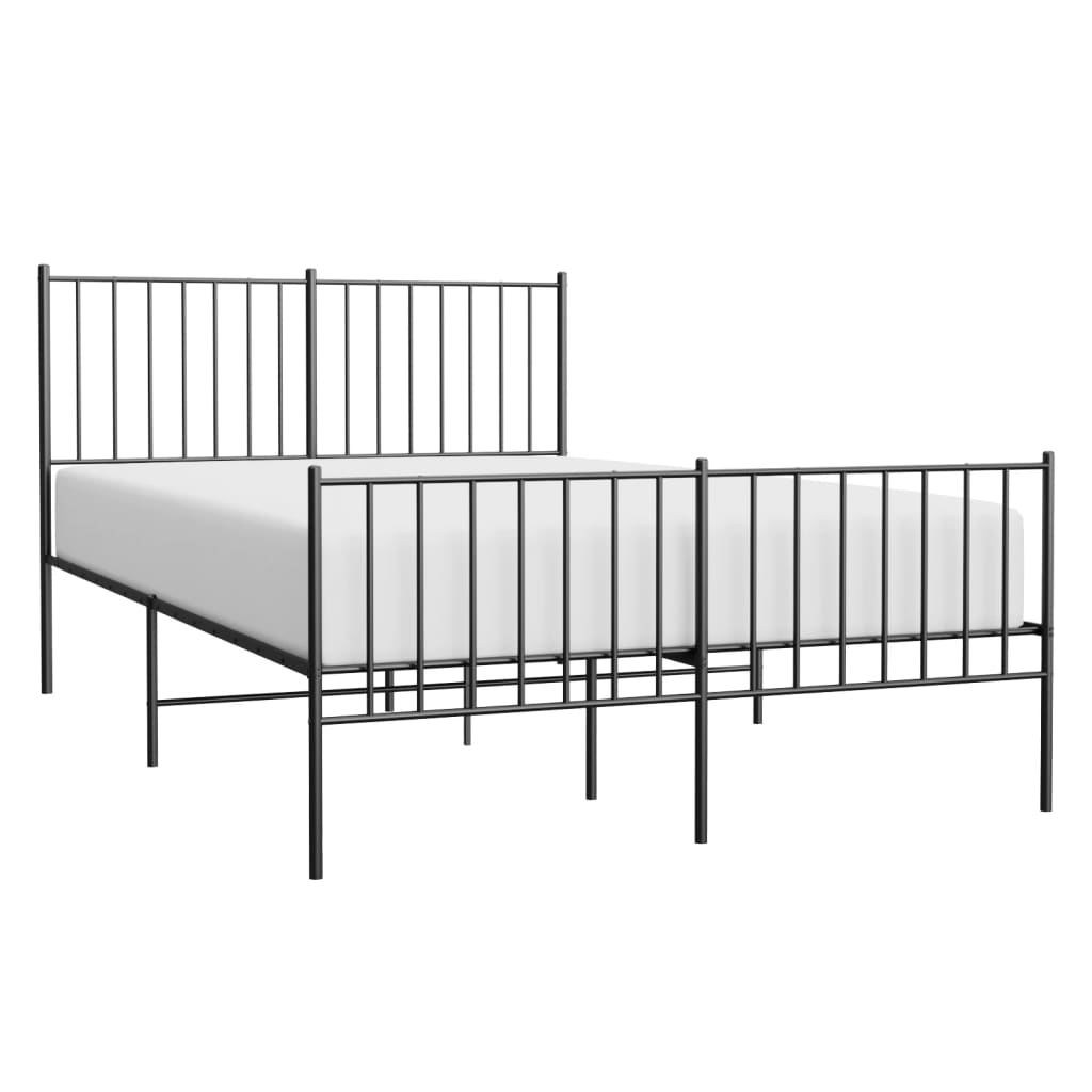 Bed frame with head and footboard metal black 120x200 cm