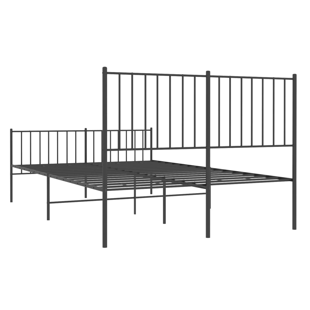 Bed frame with head and footboard metal black 120x200 cm