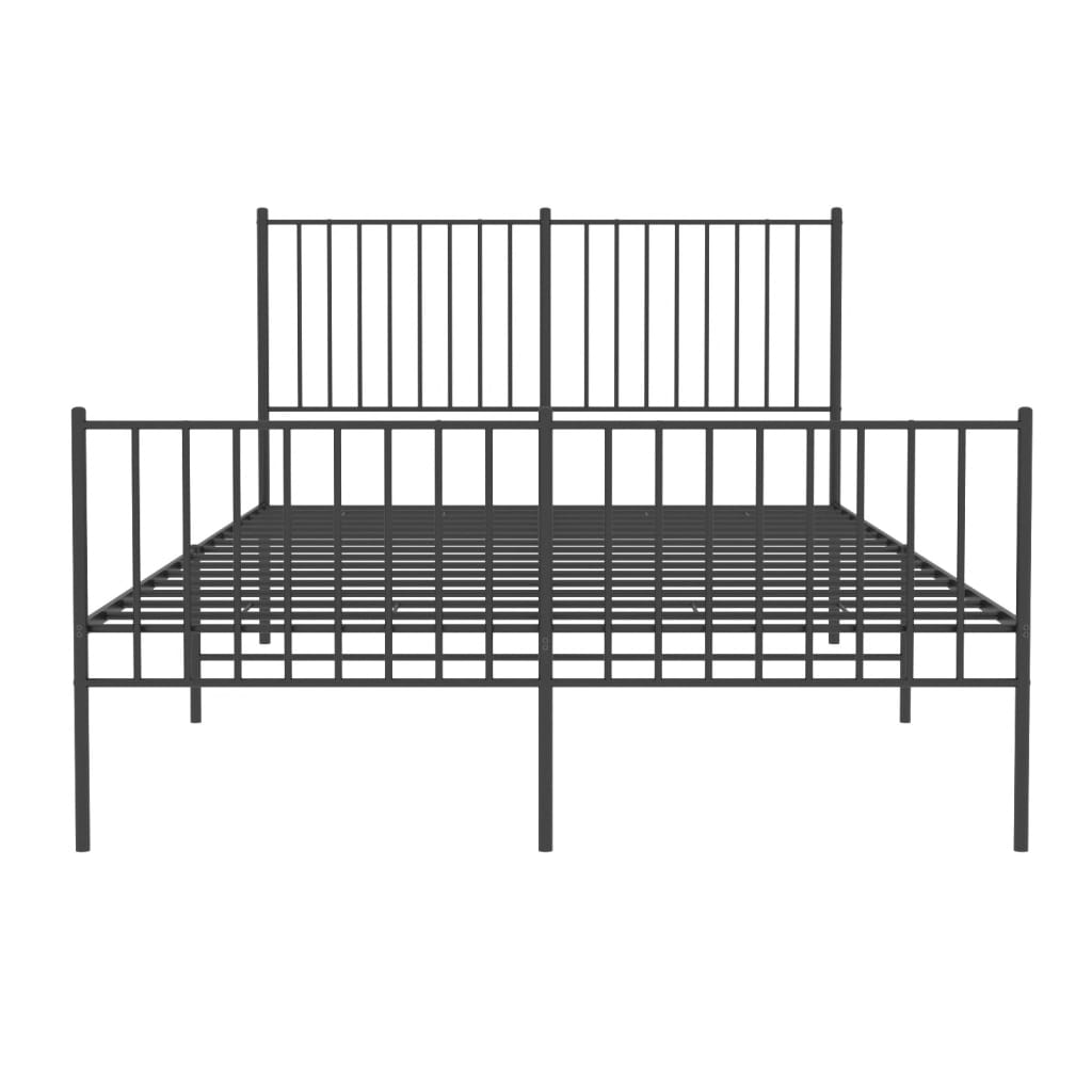 Bed frame with head and footboard metal black 140x190 cm