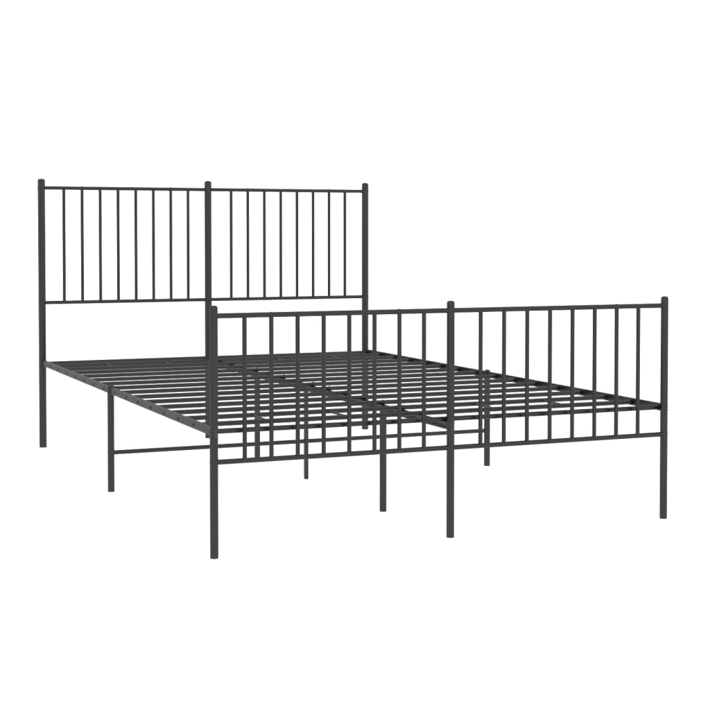 Bed frame with head and footboard metal black 140x200 cm