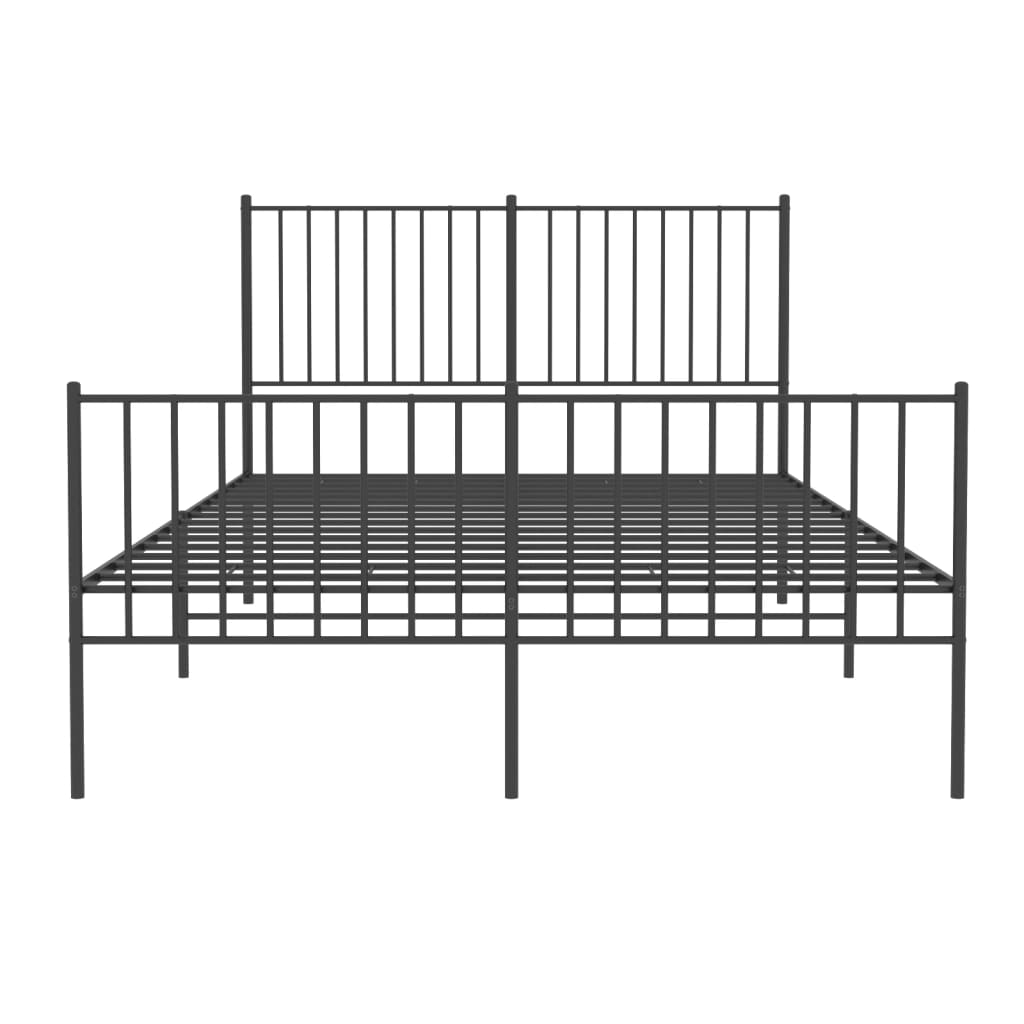 Bed frame with head and footboard metal black 140x200 cm