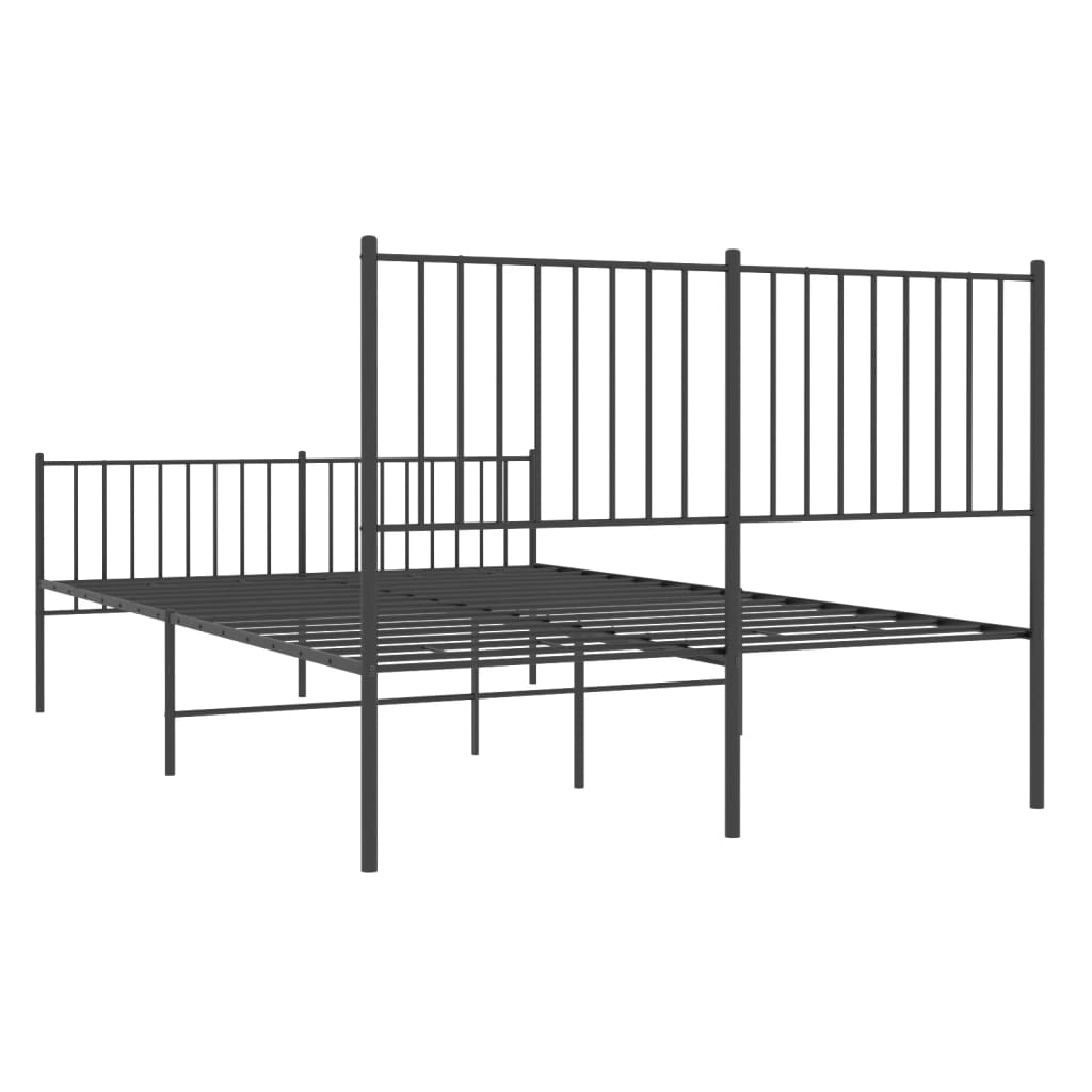 Bed frame with head and footboard metal black 140x200 cm