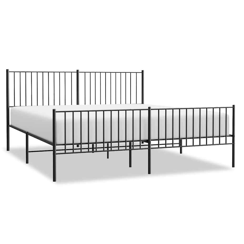 Bed frame with head and footboard metal black 183x213 cm