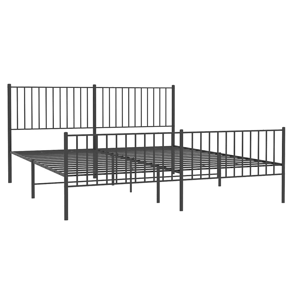 Bed frame with head and footboard metal black 183x213 cm