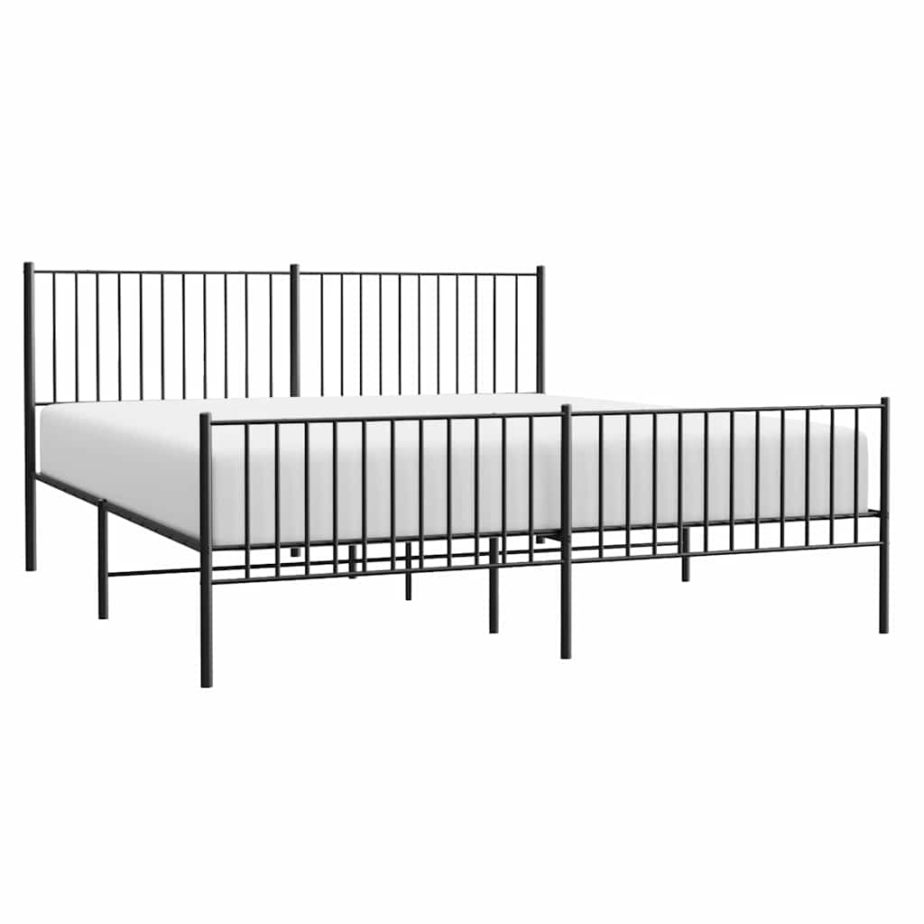 Bed frame with head and footboard metal black 183x213 cm