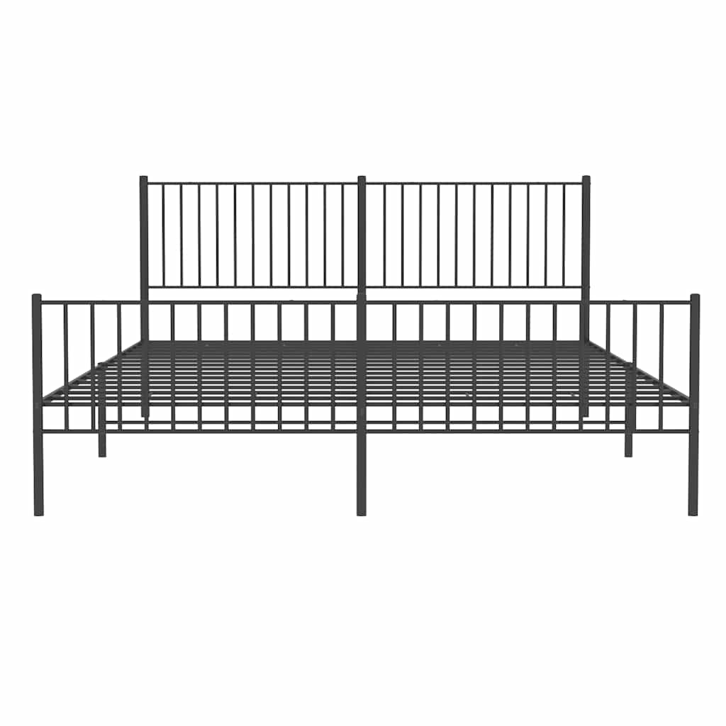 Bed frame with head and footboard metal black 183x213 cm