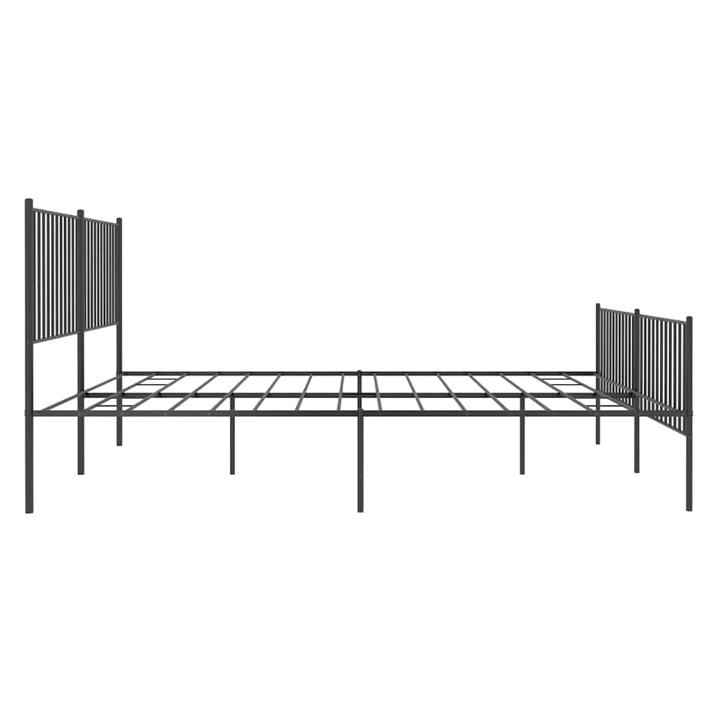 Bed frame with head and footboard metal black 183x213 cm