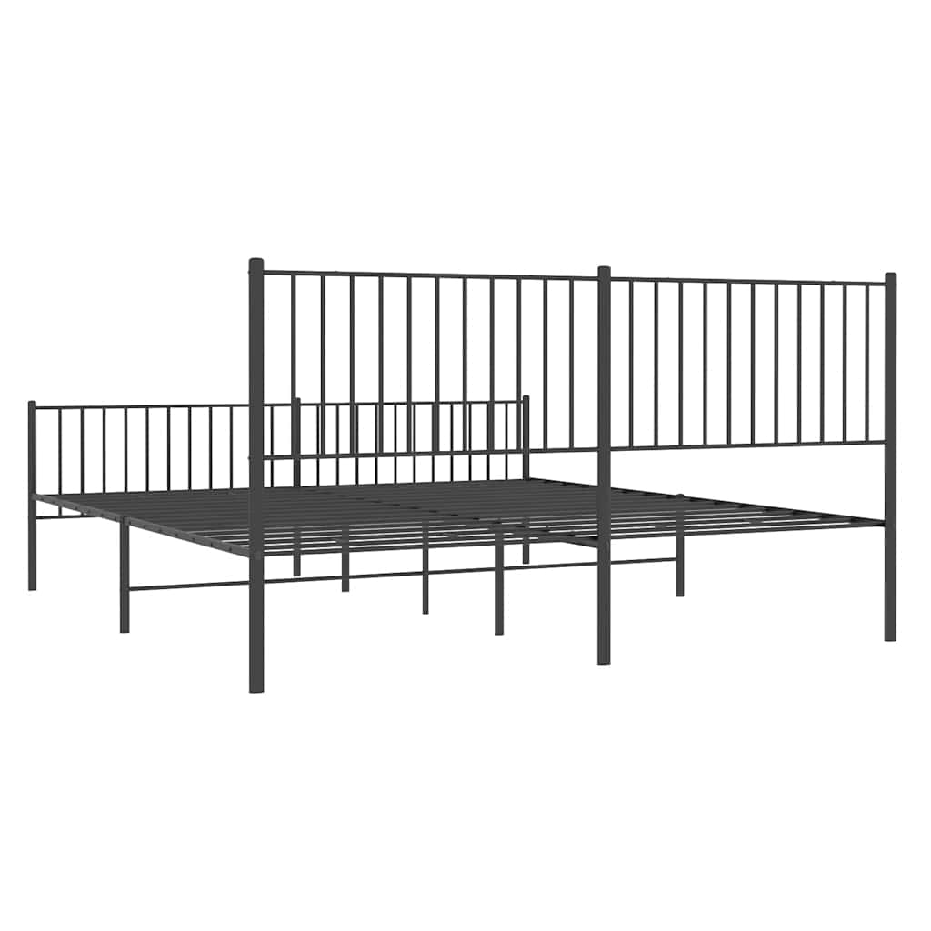 Bed frame with head and footboard metal black 183x213 cm