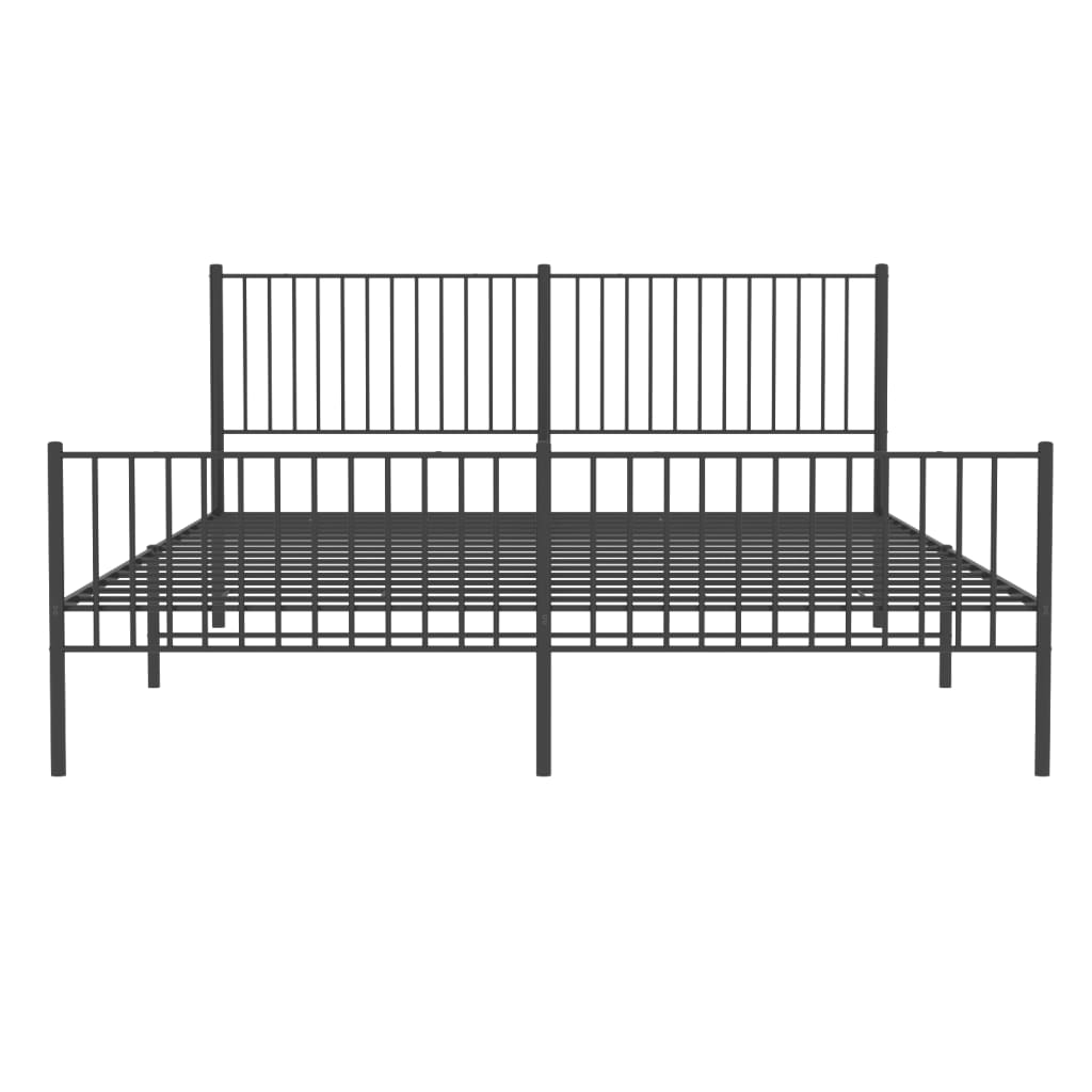 Bed frame with head and footboard metal black 200x200 cm