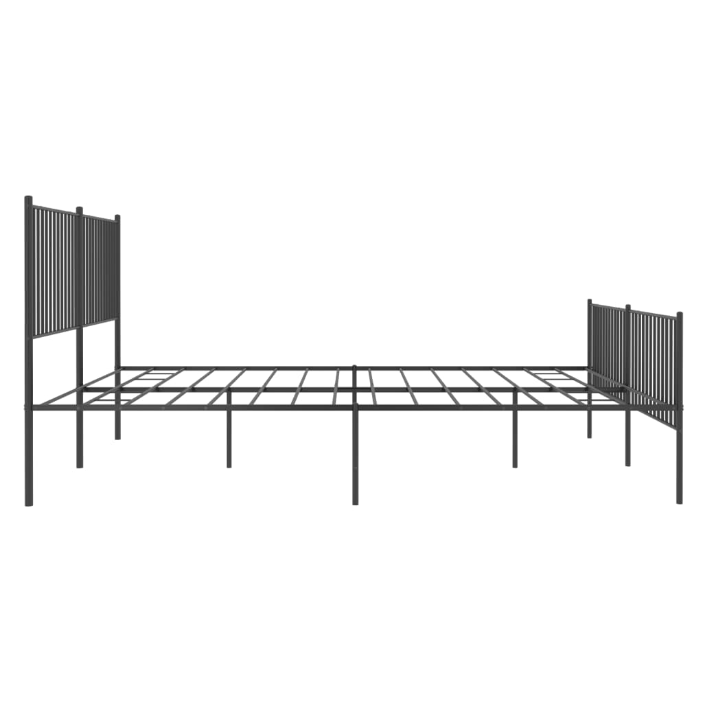 Bed frame with head and footboard metal black 200x200 cm