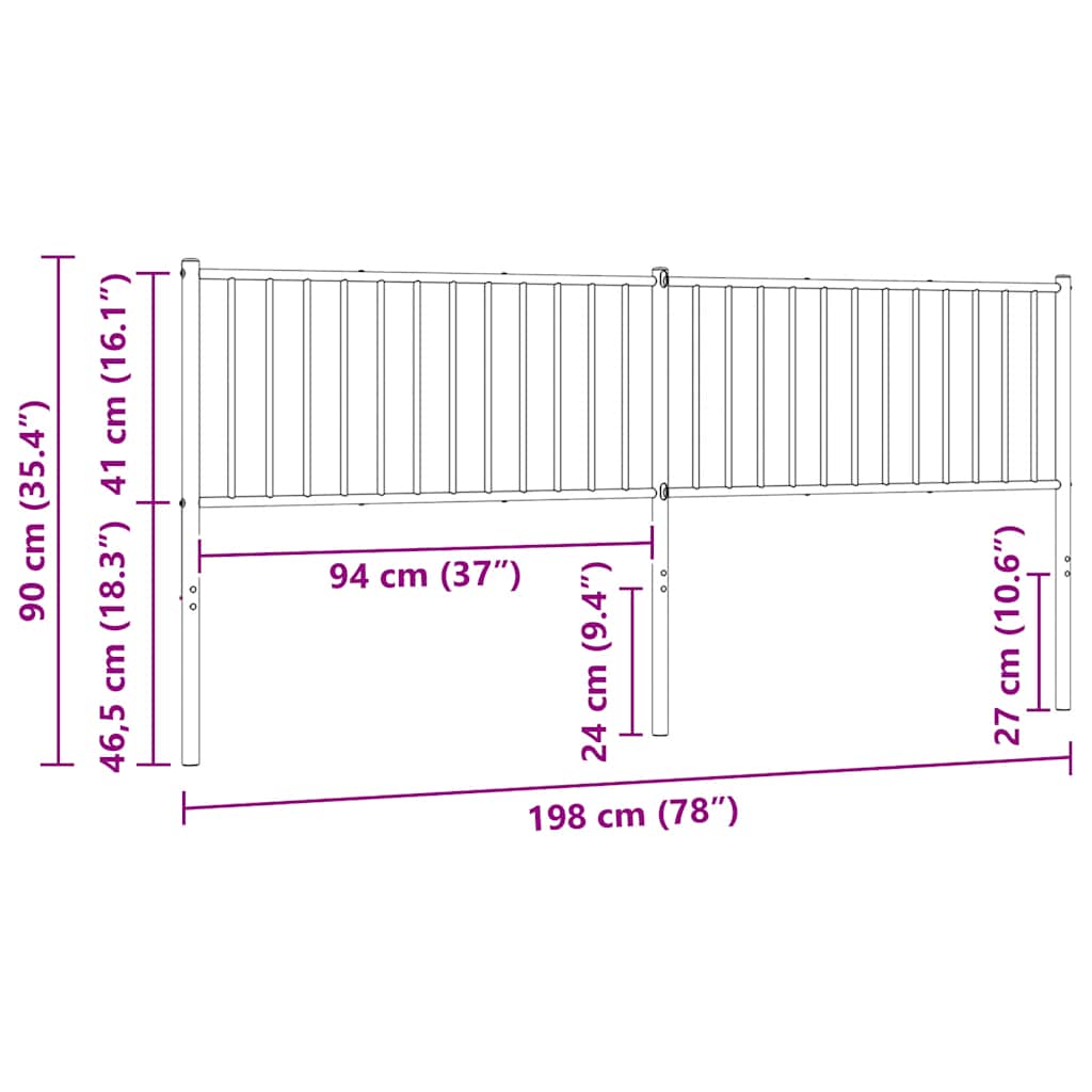 Ersatz-Kopfteil Metall Schwarz 193 cm