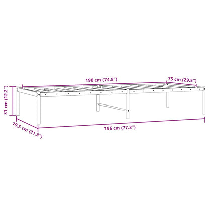 Bettgestell Metall Weiß 75x190 cm