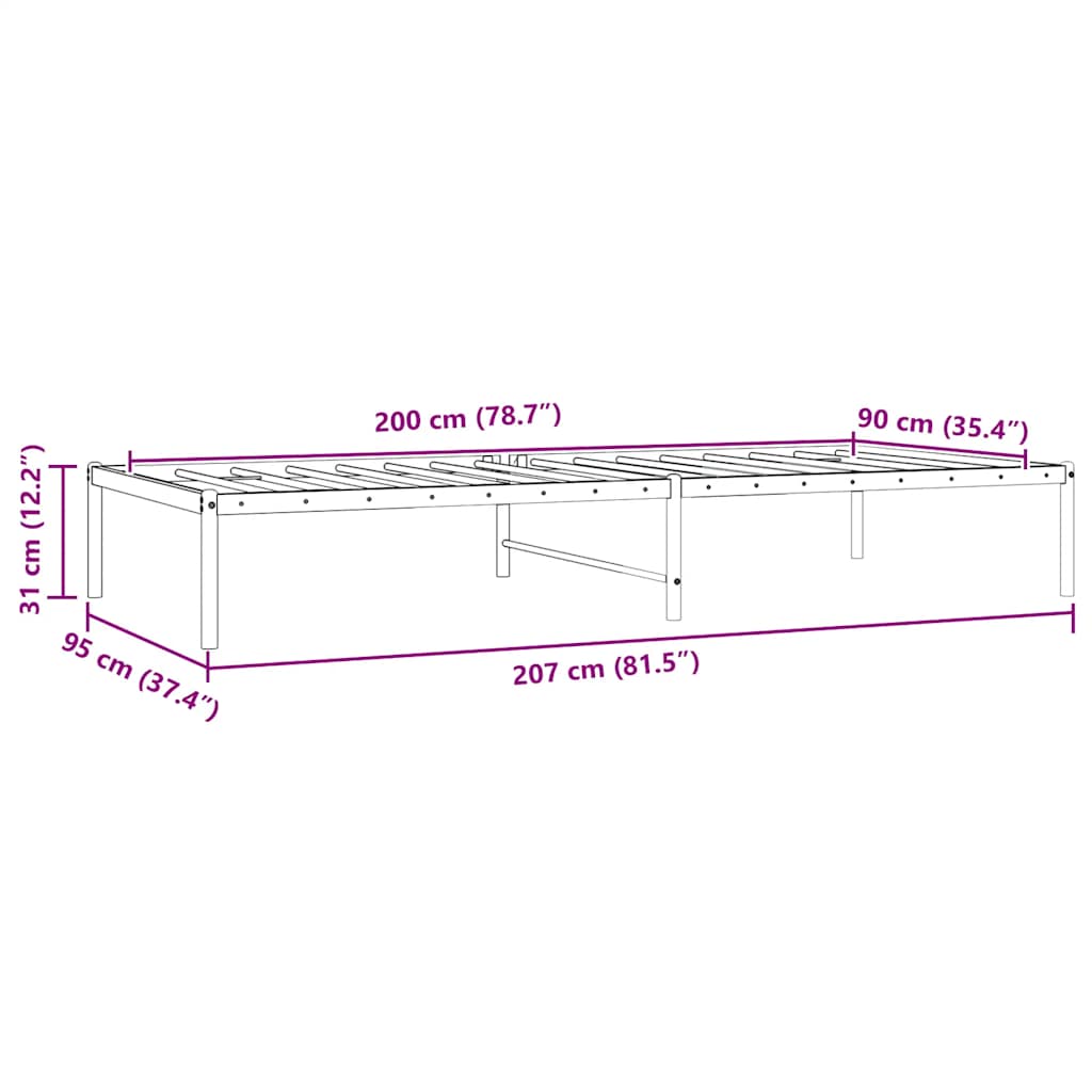 Bettgestell Metall Weiß 90x200 cm