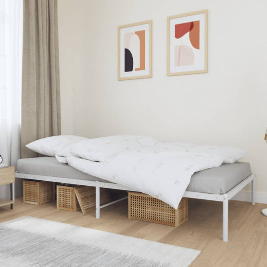 Bed frame metal white 100x200 cm