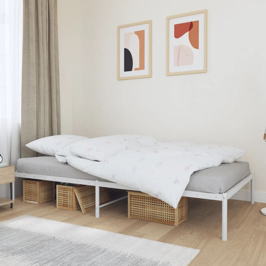 Bed frame metal white 107x203 cm