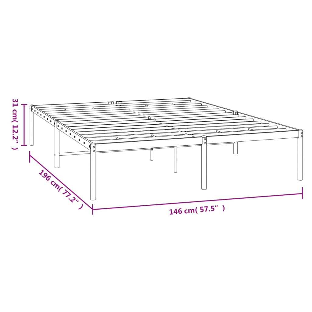 Bed frame metal white 140x190 cm