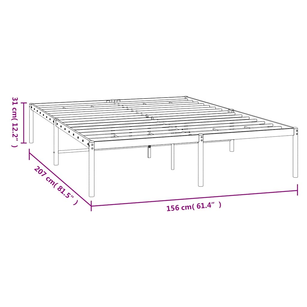 Bed frame metal white 150x200 cm