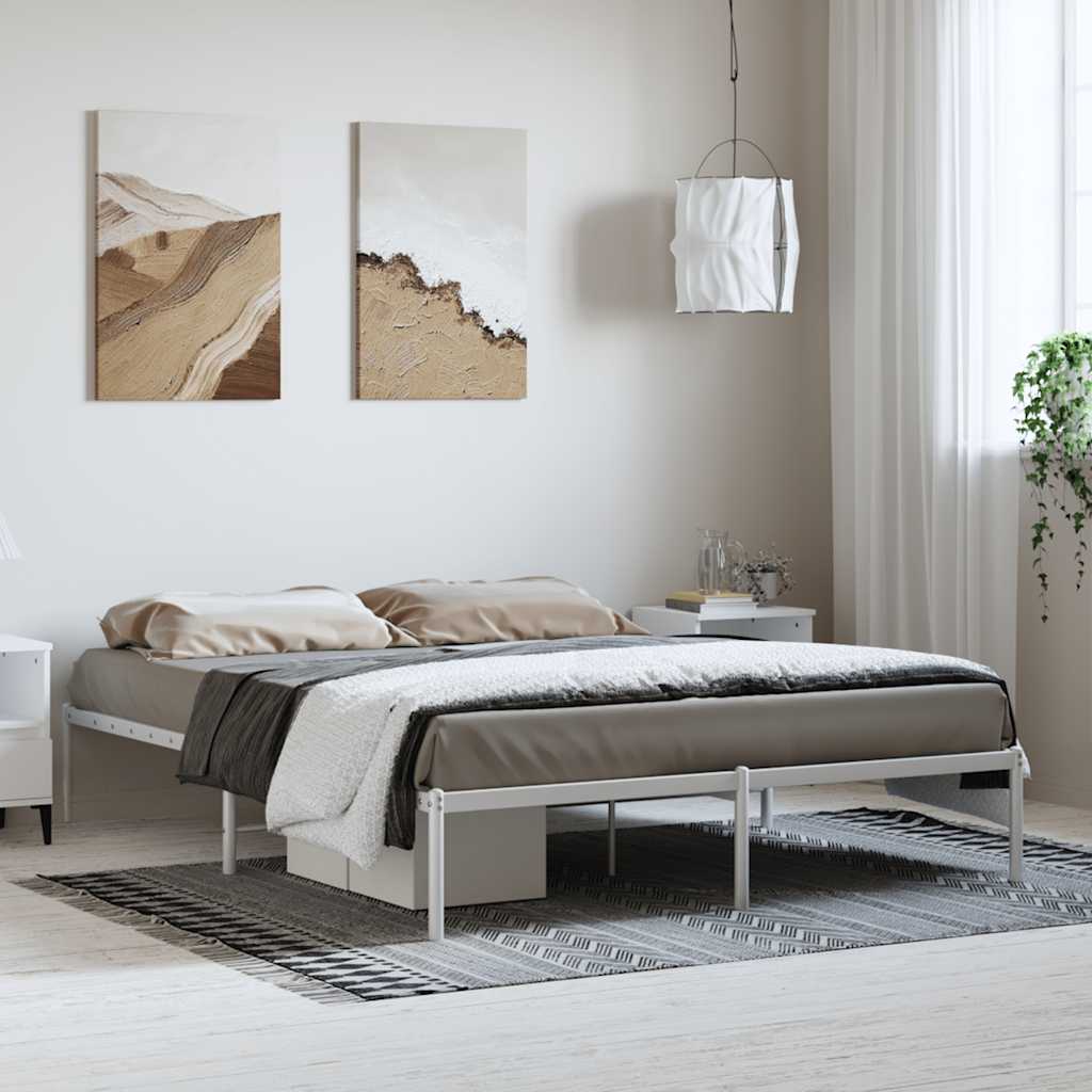Bed frame metal white 150x200 cm