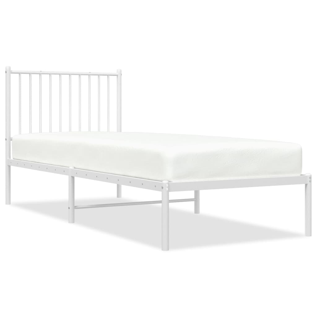 Bed frame with headboard metal white 80x200 cm
