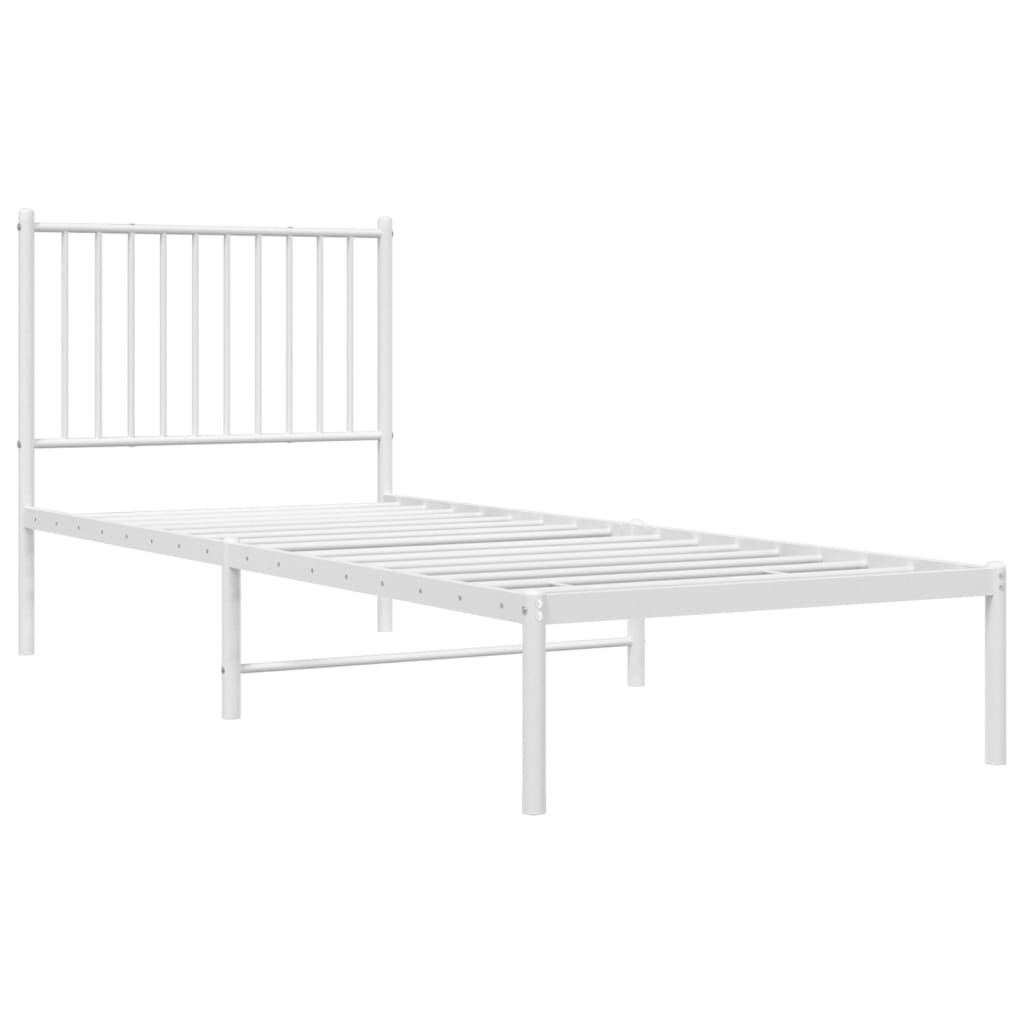 Bed frame with headboard metal white 80x200 cm