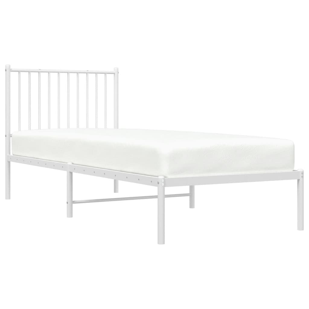 Bed frame with headboard metal white 80x200 cm