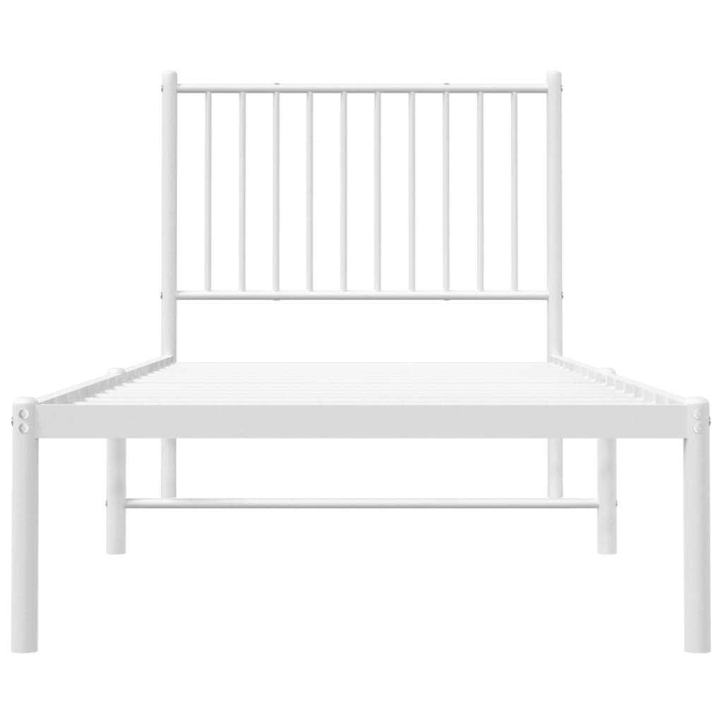 Bed frame with headboard metal white 80x200 cm