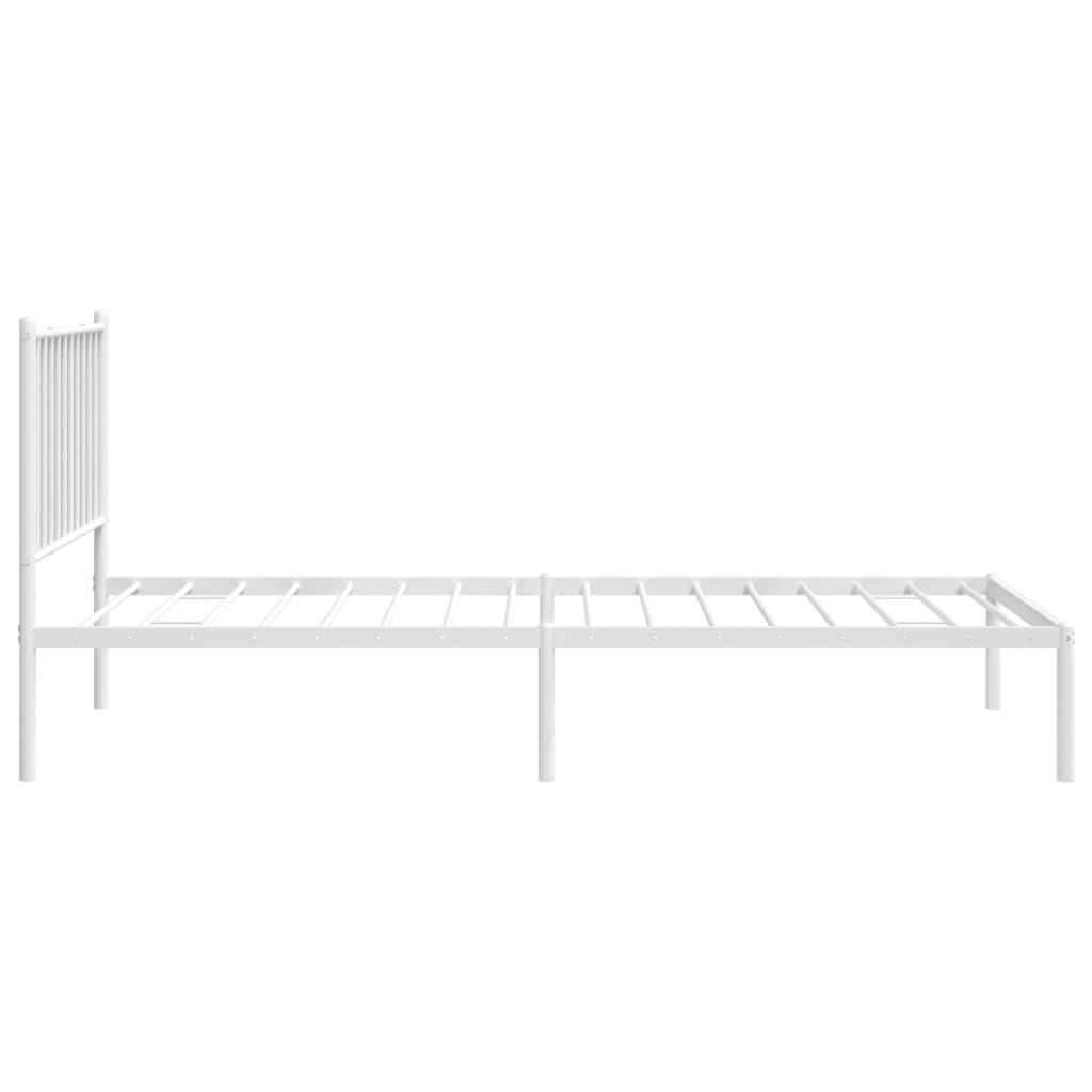 Bed frame with headboard metal white 80x200 cm