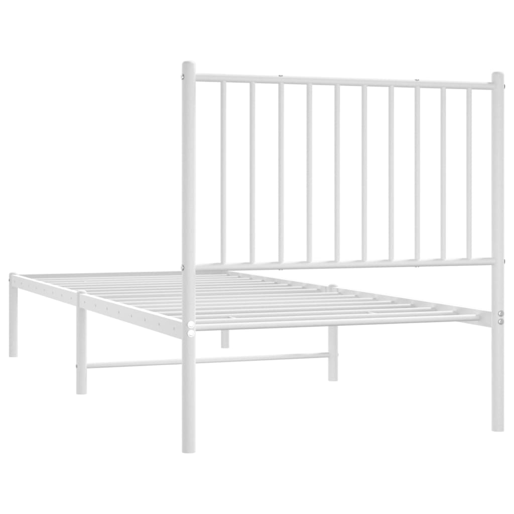 Bed frame with headboard metal white 80x200 cm