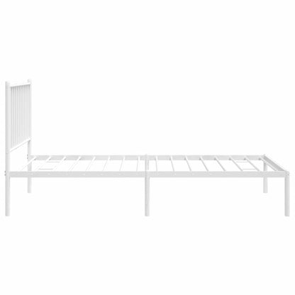 Bettgestell mit Kopfteil Metall Weiß 90x190 cm