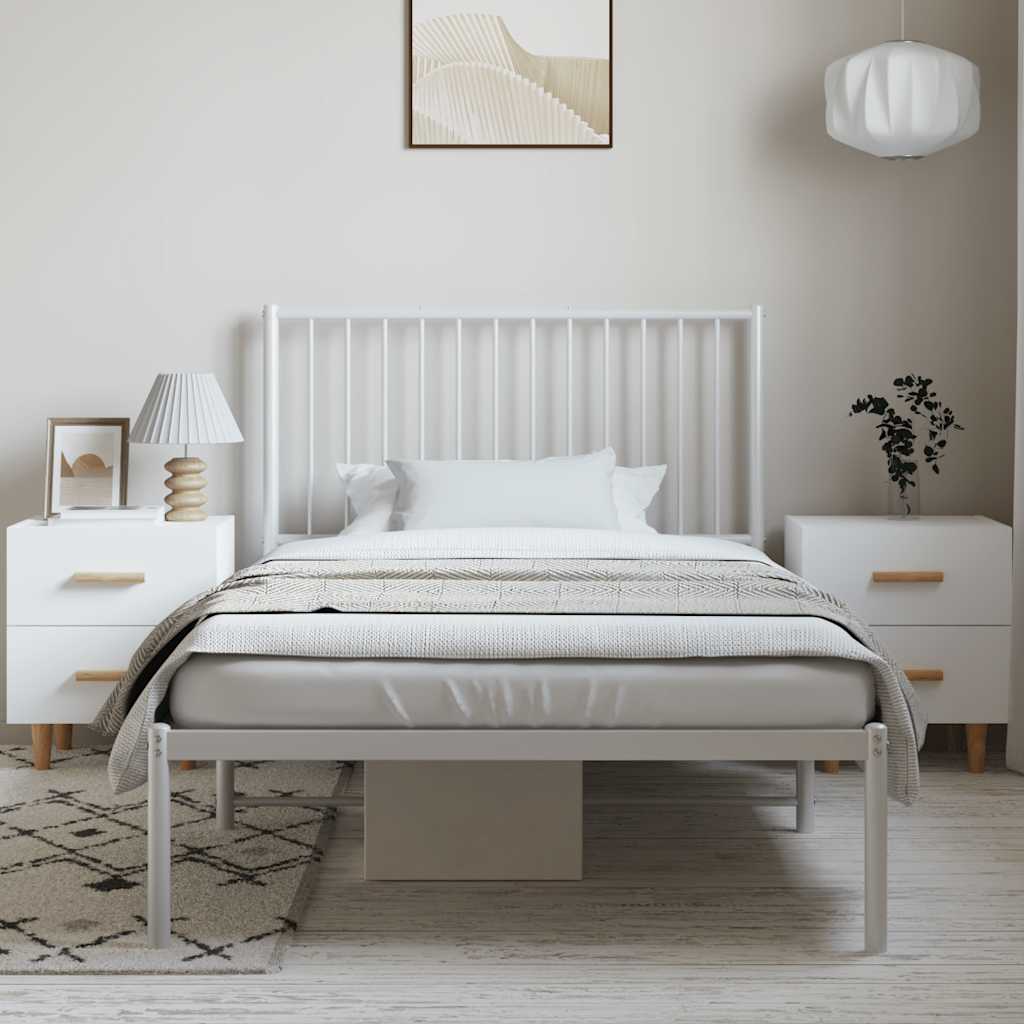 Bed frame with headboard metal white 100x190 cm