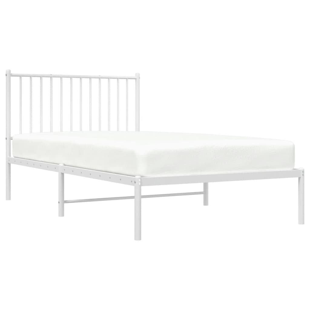Bed frame with headboard metal white 100x190 cm