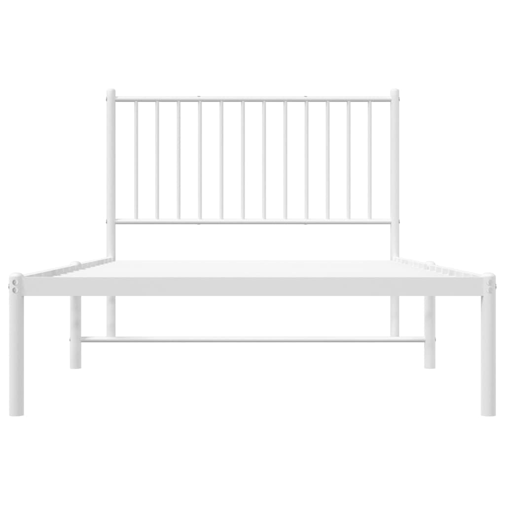 Bed frame with headboard metal white 100x190 cm
