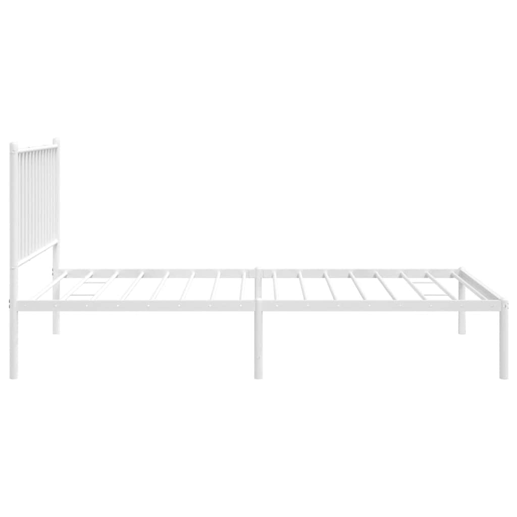 Bed frame with headboard metal white 100x190 cm