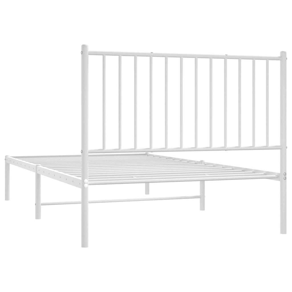 Bed frame with headboard metal white 100x190 cm