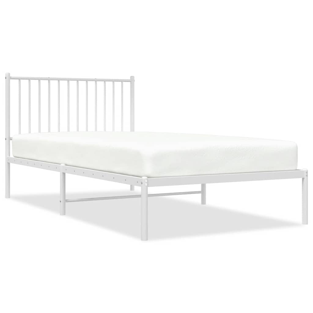 Bed frame with headboard metal white 100x200 cm