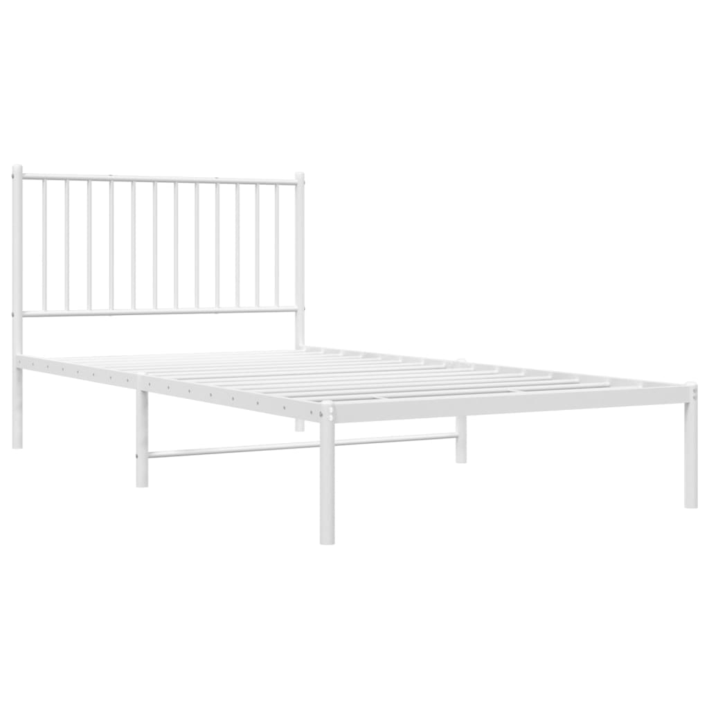 Bed frame with headboard metal white 100x200 cm
