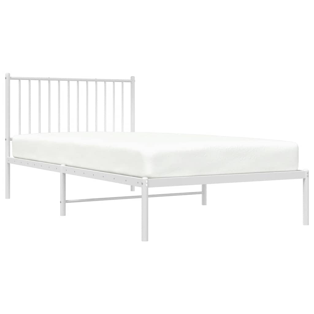 Bed frame with headboard metal white 100x200 cm