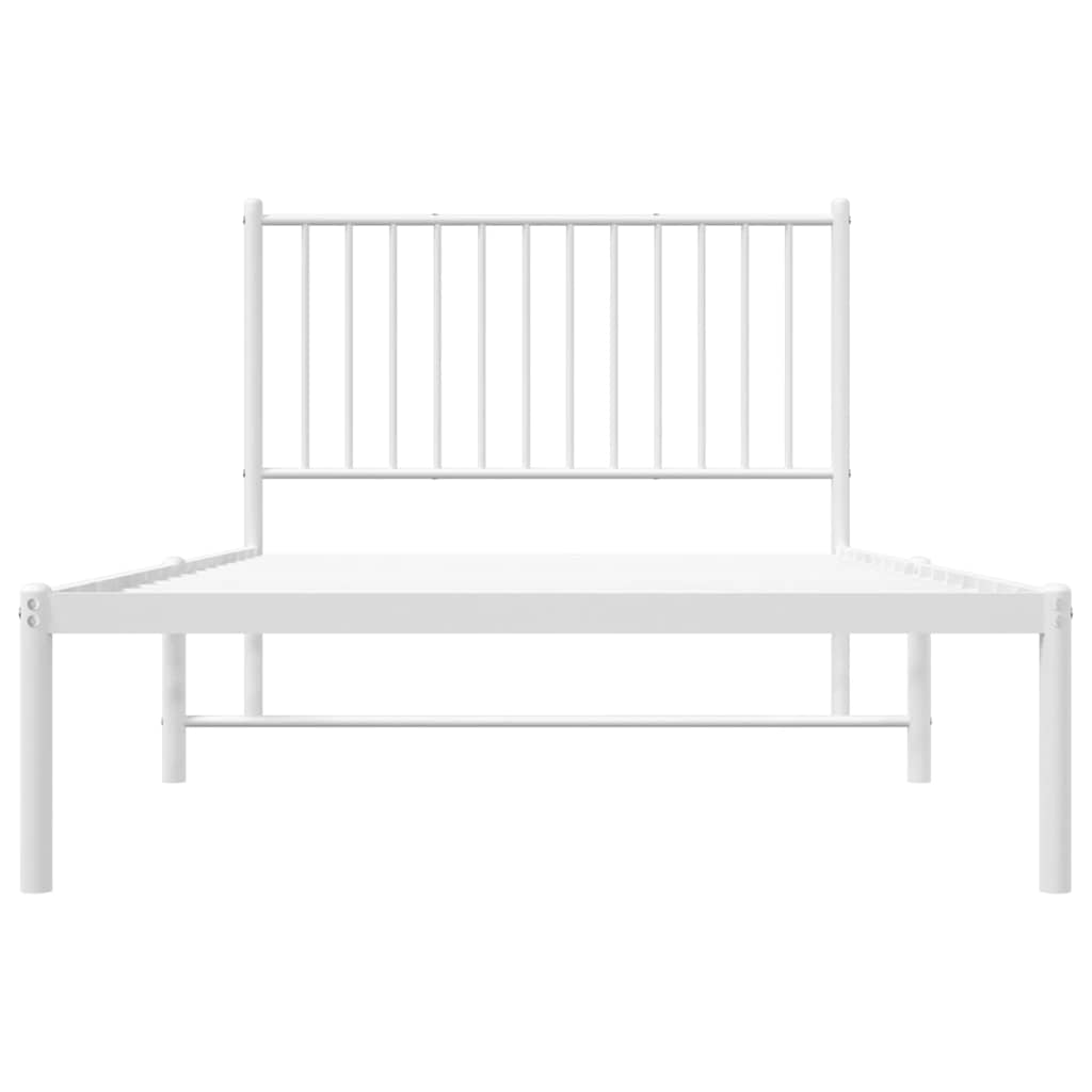 Bed frame with headboard metal white 100x200 cm