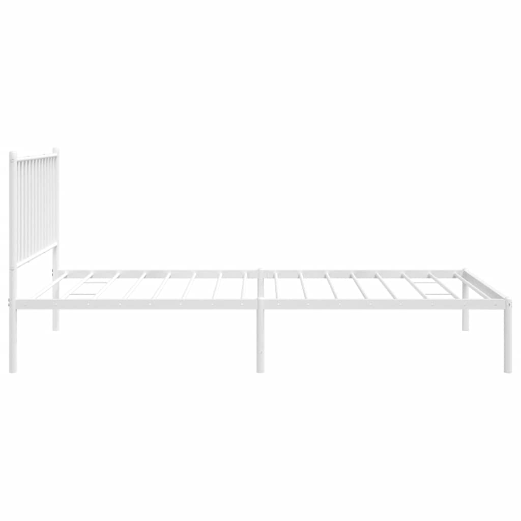 Bed frame with headboard metal white 100x200 cm