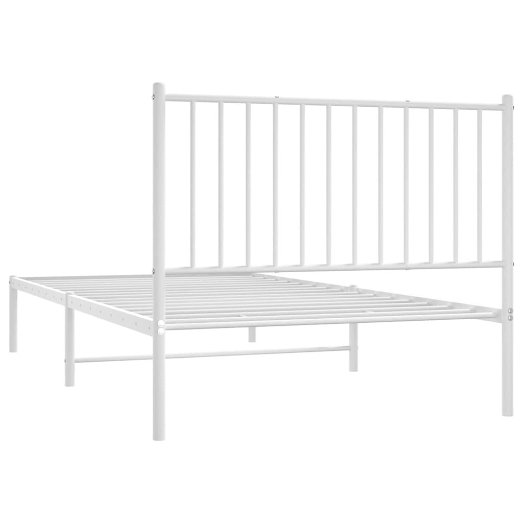 Bed frame with headboard metal white 100x200 cm
