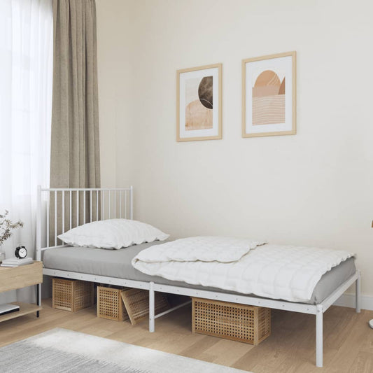 Bed frame with headboard metal white 100x200 cm