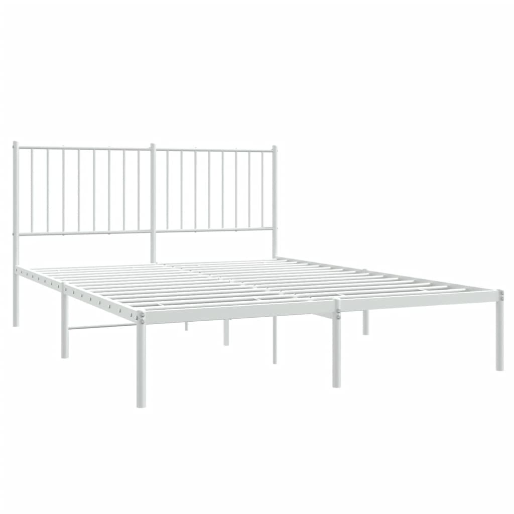 Bed frame with headboard metal white 140x190 cm